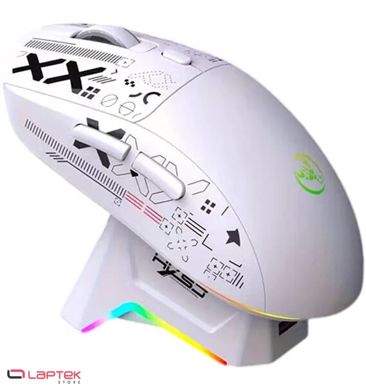 Souris Gaming HXSJ T90 Pro – Sans Fil RGB Blanche, 1000 Hz, 650 mAh, Tri-Mode White - Vue 1 | Laptek Store Tunisie