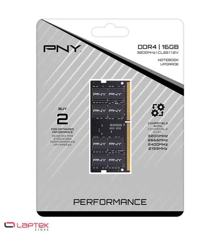 Barrette Mémoire PNY 16Go DDR4 3200MHz SO-DIMM PNY - Vue 1 | Laptek Store Tunisie
