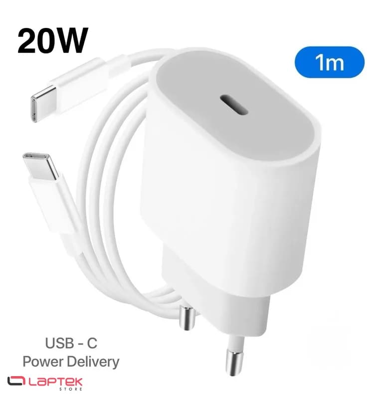Chargeur Secteur Rapide 20W - Type-C -Type-C - Blanc - Vue 1 | Laptek Store Tunisie