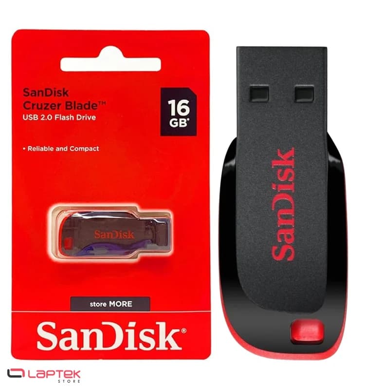 Clé USB SANDISK Cruzer Blade 16Go USB 2.0 - Noir & Rouge SanDisk - Vue 1 | Laptek Store Tunisie