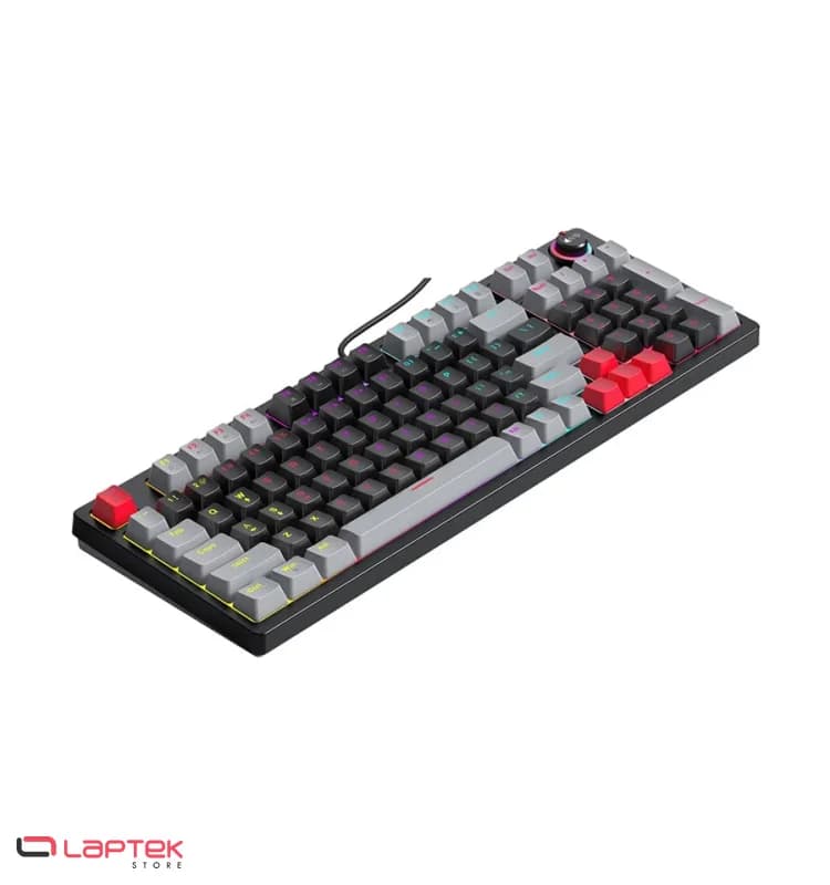 Clavier Gaming Mécanique Filaire 97 Touches, Blue Switch, RGB – Noir & Gris - T-WOLF T50 RGB - Vue 1 | Laptek Store Tunisie