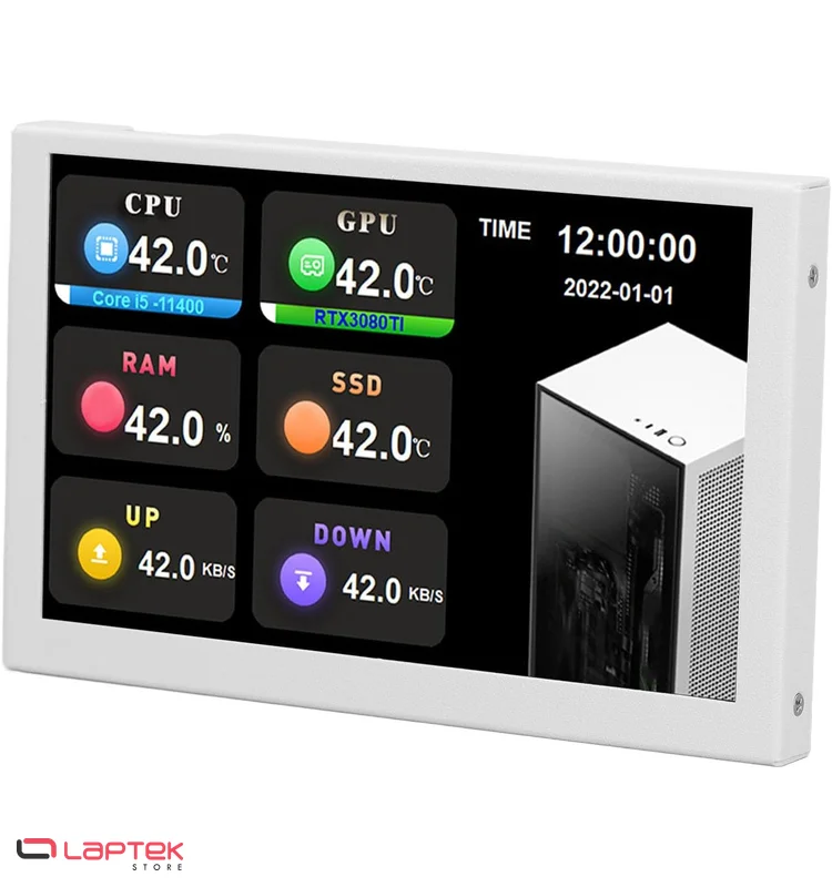 Écran de Monitoring 5" IPS - USB Simple - Compatible AIDA64 & Vidéo Dynamique White - Vue 1 | Laptek Store Tunisie