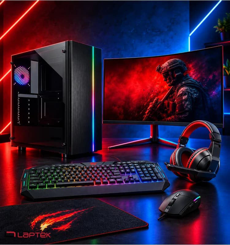 Full Setup Gamer Intel® Core™ i5 8 Eme - GTX 1650 4 GB - 16 Ram DDR4 3200 - 512 SSD | Ecran Gaming Gameon 24" 120 HZ - Vue 1 | Laptek Store Tunisie