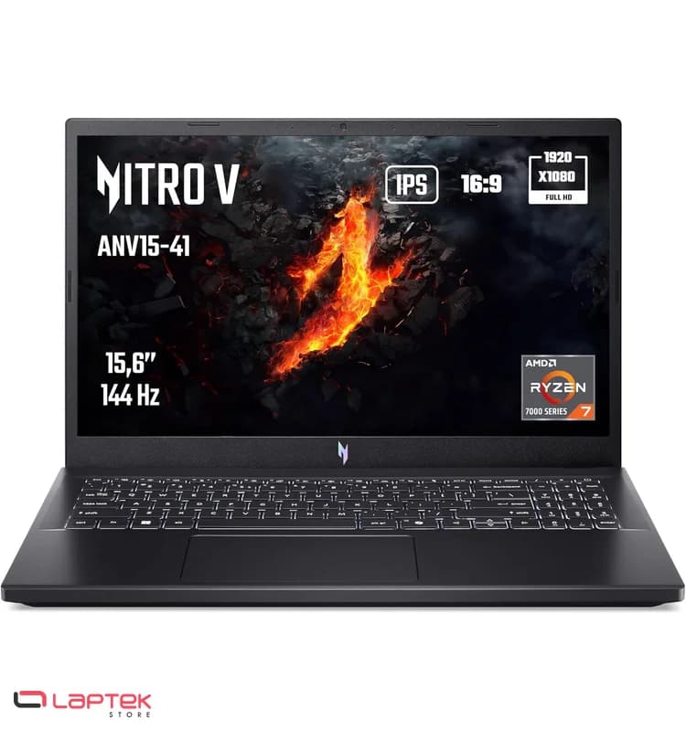 Pc Portable GamingACER Nitro 5 ANV15-41-R9NM, 15.6'' Full HD IPS 144Hz, (AMD Ryzen 7 7735HS, NVIDIA GeForce RTX 4060, RAM 16 Go. 512 Go SSD NVM Acer - Vue 1 | Laptek Store Tunisie