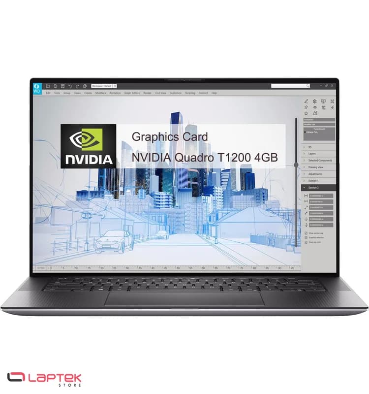Station de travail Mobile Dell Precision 5560 | Intel Core i7-11850H | 16 Go RAM | 512 Go SSD NVMe | NVIDIA Quadro T1200 Mobile Dell - Vue 1 | Laptek Store Tunisie