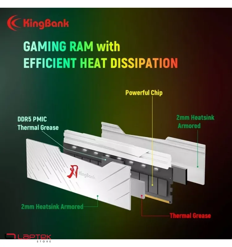 Barrette mémoire 16GB (2x8) DDR4 3600MHz RGB – Kingbank - Miniature 3