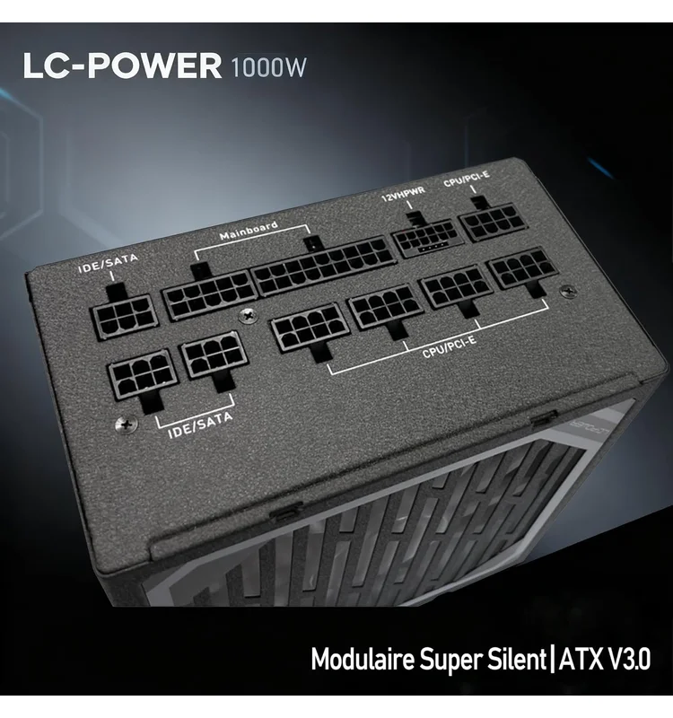 BLOC ALIMENTATION LC-X1000, FULL MODULE 80PLUS GOLDCPU 4+4pi LC-POWER - Miniature 3