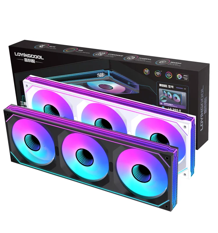 Bloc de Ventilation Intégré LOVINGCOOL LG-360-Y Black – 360mm, Connecteur PWM 4-Pin, 5V ARGB & Miroir Infini LOVINGCOOL  - Miniature 3