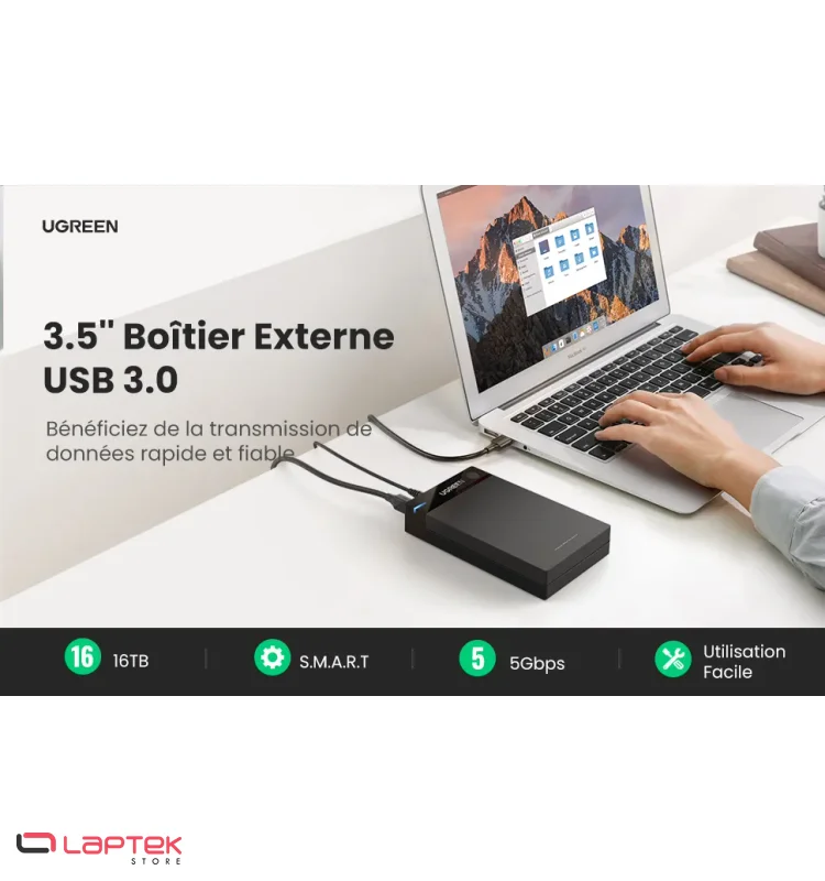 Boîtier pour disque dur externe SATA 3.5" / Usb 3.0 - Miniature 2
