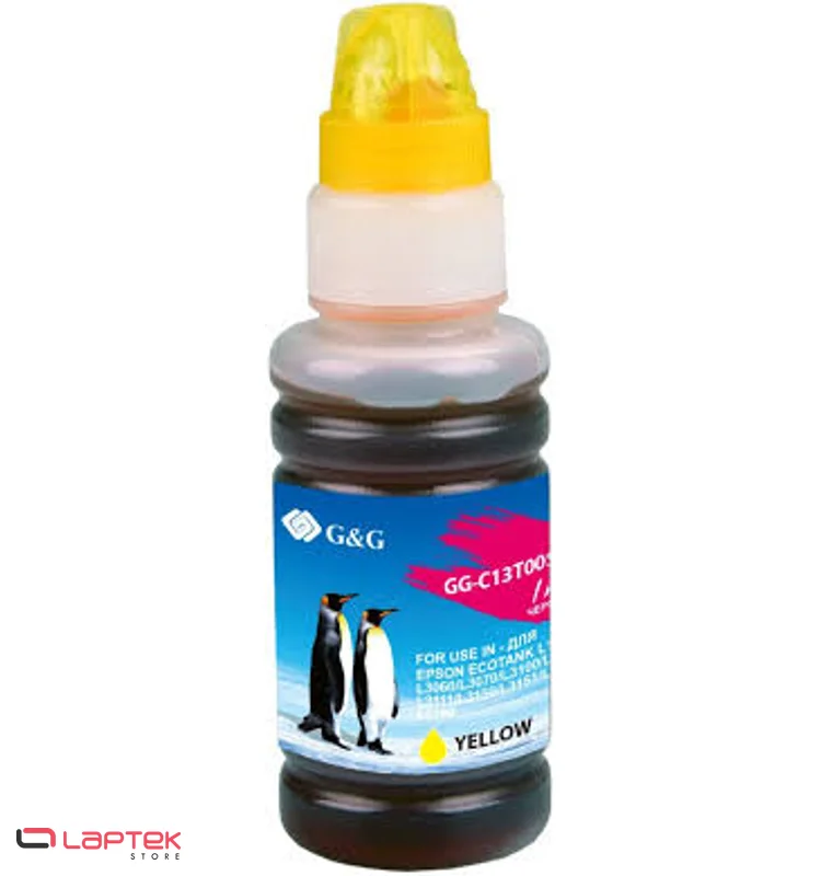 Bouteille d’encre jaune compatible G&G 103Y (adaptable) Epson - Vue 1 | Laptek Store Tunisie