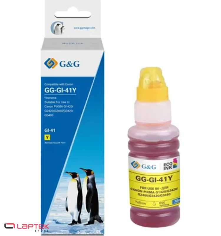 Bouteille d’encre Jaune G&G GI-41Y (adaptable) CANON - Vue 1 | Laptek Store Tunisie