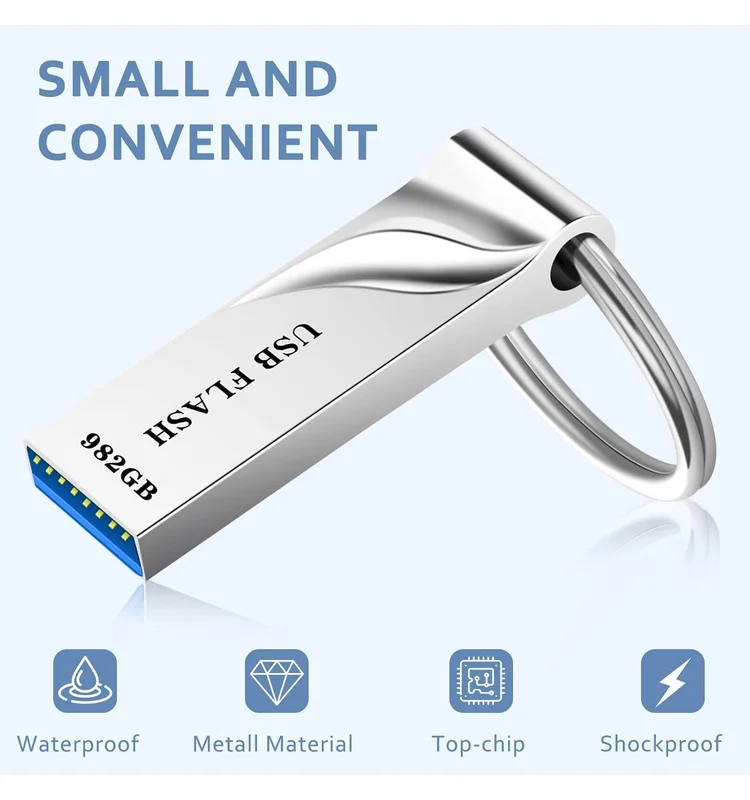Clé USB 982 Go étanche USB 3.0 - Stockage de données pour ordinateur, tablette, ordinateur portable - Miniature 3
