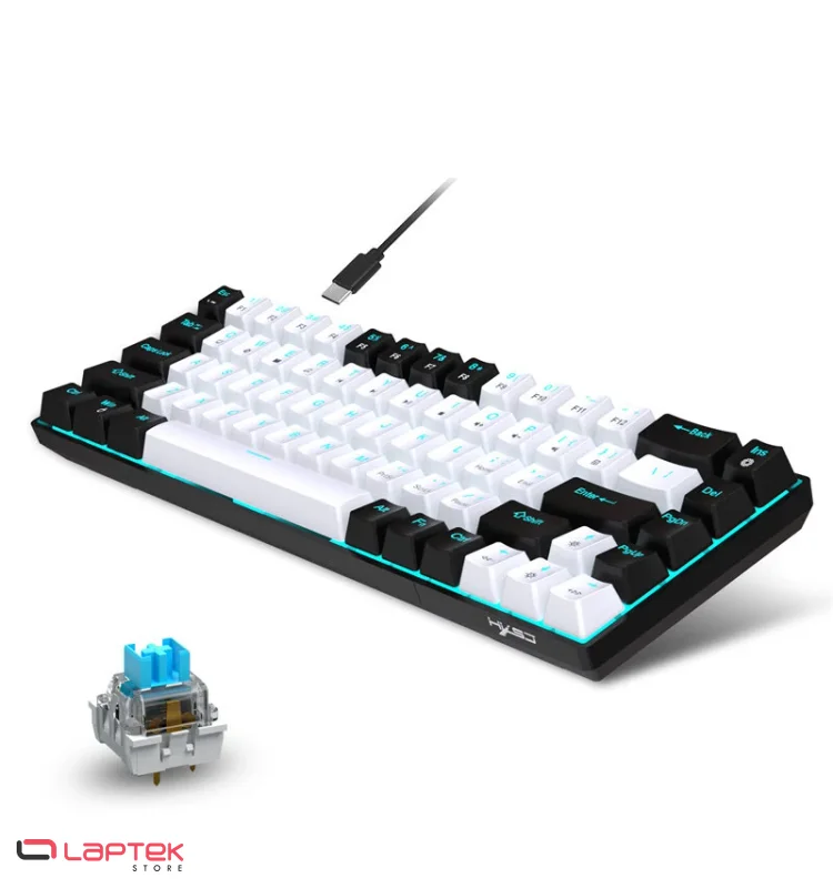 Clavier Gamer HXSJ Filaire Mécanique V800 - Blanc&Noir HXSJ - Miniature 2