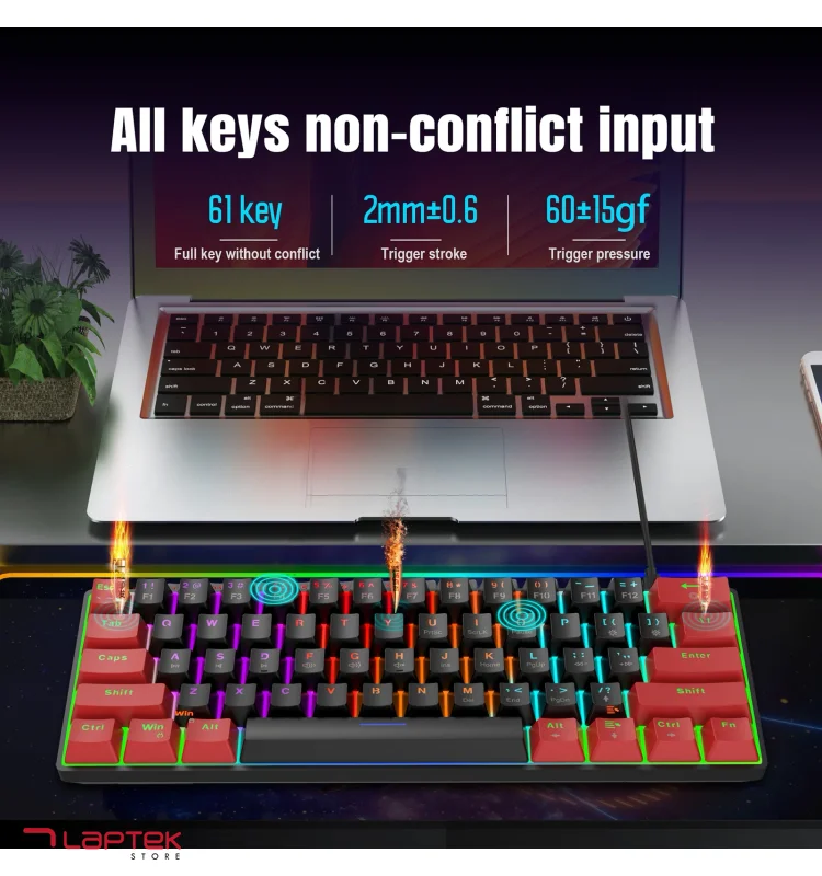 Clavier Gamer HXSJ Filaire Mécanique V900 - Noir&Rouge HXSJ - Miniature 4