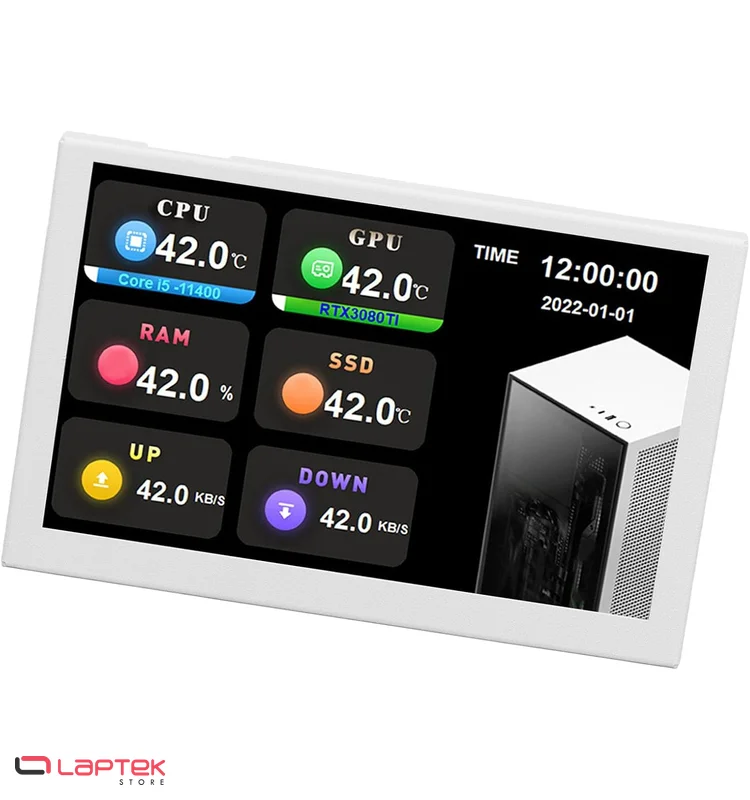 Écran de Monitoring 5" IPS - USB Simple - Compatible AIDA64 & Vidéo Dynamique White - Miniature 3