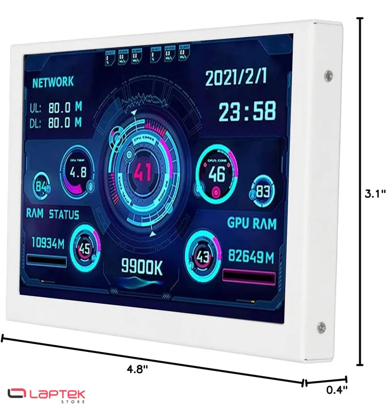 Écran de Monitoring 5" IPS - USB Simple - Compatible AIDA64 & Vidéo Dynamique White - Miniature 4