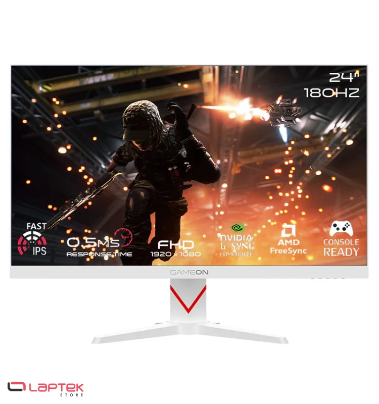 Ecran Gamer GAMEON | 180HZ | 0.5MS | IPS | Marksman Series – White GAMEON - Vue 1 | Laptek Store Tunisie
