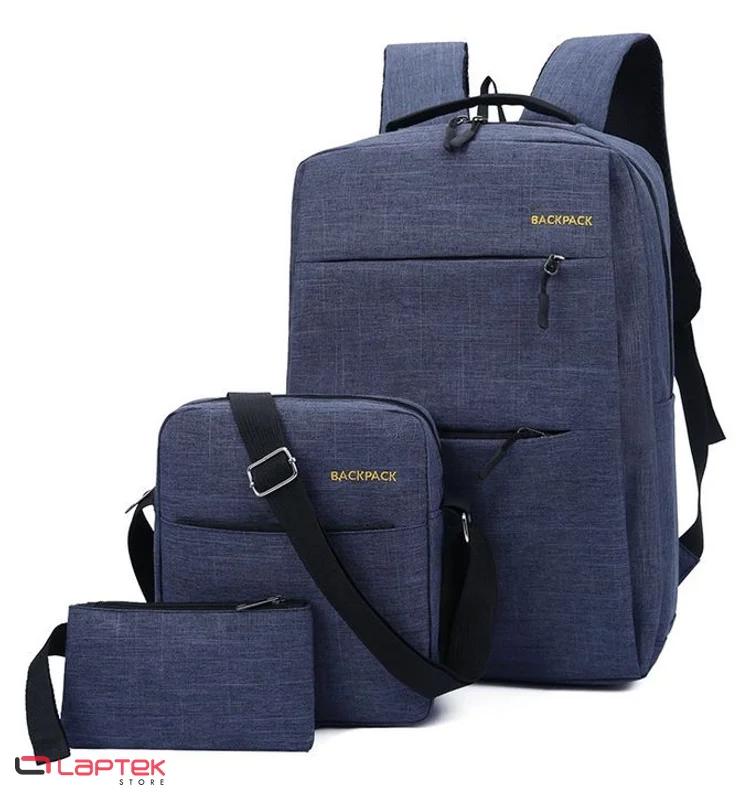 Sac à dos pour Pc Portable 15.6" BACKPACK + Sacoche + Trousse - Bleu - Vue 1 | Laptek Store Tunisie
