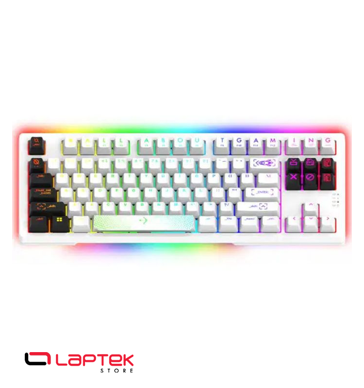 CLAVIER GAMER MÉCANIQUE AQIRYS ALUDRA TKL 100% ANTI-GHOSTING RGB - BLANC - TN