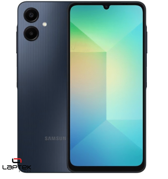 Smartphone SAMSUNG GALAXY A06 4Go 64Go - Noir Écran 6.7" LCD (720 x 1600px (HD+))- Processeur:Octa-core - Système d'exploitation: Android - Mémoire RAM: 4Go - Stockage: 64Go - Appareil photo Arrière: 50MP + 2MP - Appareil Photo Frontale: 08 MP - Connectivité: 4G, Wifi et Bluetooth 5.3 - Double SIM - Capacite de la batterie: 5000 mAh - Empreinte digitale - Couleur: Noir
