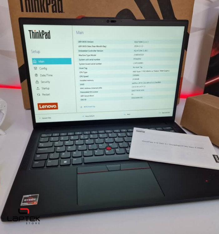 Lenovo ThinkPad T14 Gen 5 _ Ryzen 7 Pro 8840U _ 16 Go RAM DDR5 5600 Mhz _ 512 Go SSD Nvme