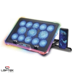 Refroidisseur PC SPIRIT OF GAMER AIRBLADE 1300 - Portable supporté: 10 à 17 pouces - 13 ventilateurs LED Bleu (3 x 80 mm et 10 x 60 mm) - Hauteur réglable: 8 Positions (10° à 30°) - 6 vitesses de ventilation - Écran LCD - Débit d'air: 169 CFM - Niveau sonore: 25 dB(A) - 2 x Ports USB - Rétro-éclairage RGB 10 modes de son contour - Longueur du câble: 50 cm - Dimensions: 41.5 x 30 x 3 cm - Poids: 950 g - Couleur: Noir - Garantie: 1 an